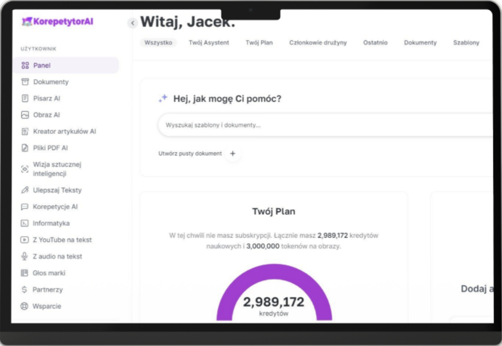 MagicAI Dashboard Mockup